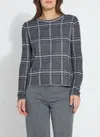 Lyssé Priscilla Embellished Sweater In Soft Winter Plaid In Gray
