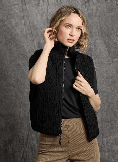 Lyssé Prudence Reversible Puffer Sweater Vest Curvy In Black