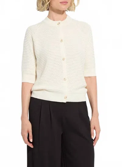 Lyssé Regina Short Sleeve Cardigan In Ecru In White
