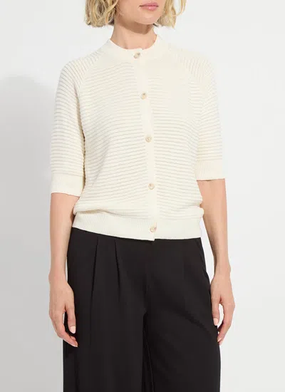 Lyssé Regina Short Sleeve Cardigan In White