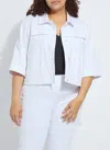 Lyssé Remi 3/4 Sleeve Denim Jacket Curvy In White