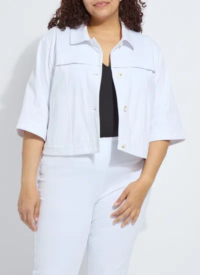Lyssé Remi 3/4 Sleeve Denim Jacket Curvy In White