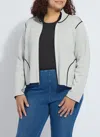 Lyssé Reversible Cashmere Zip Up Cardigan Curvy In Gray