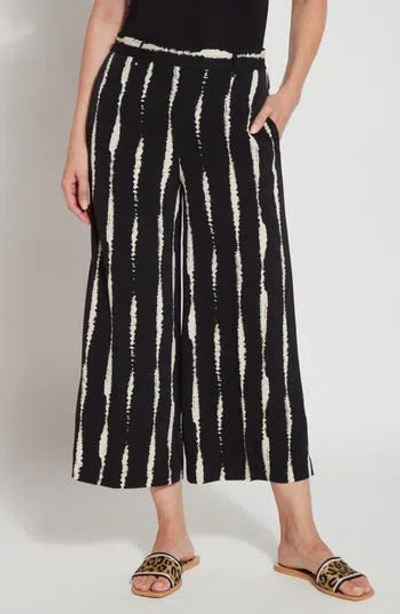 Lyssé Cropped Rhea Wide Leg In Black Tidal Stripe