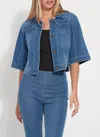 Lyssé River Crop Denim Jacket In Mid Wash