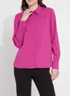 Lyssé Roll Tab Button Down Shirt In Fuchsia In Pink