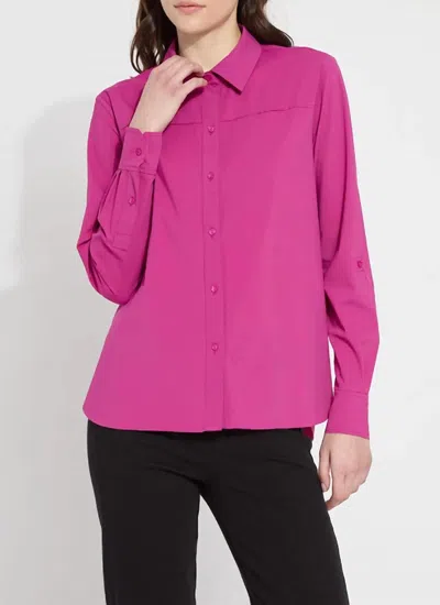 Lyssé Roll Tab Button Down Shirt In Fuchsia In Pink