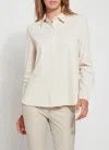 Lyssé Roll Tab Button Down Shirt In Metallic