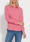 Lyssé Roll Tab Connie Shirt In Coral Rose In Pink
