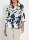 Lyssé Roll Tab Connie Printed Shirt In Creative Brush