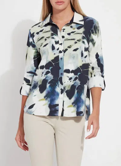 Lyssé Roll Tab Connie Printed Shirt In Creative Brush