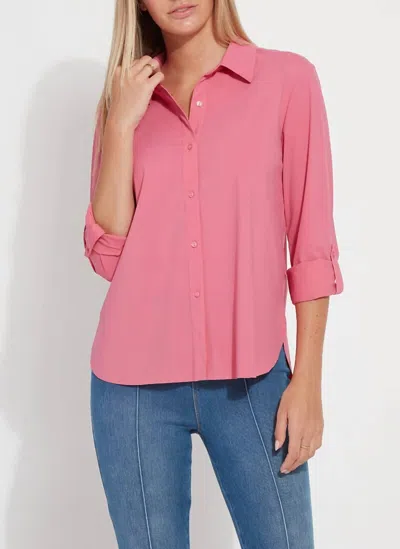 Lyssé Roll Tab Connie Shirt In Coral Rose In Pink