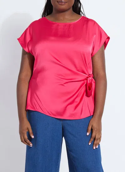Lyssé Rosalia Tie Drape Mix Media Top Curvy In Pink