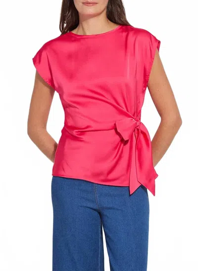 Lyssé Rosalia Tie Drape Mix Media Top In Pink Martini In Red