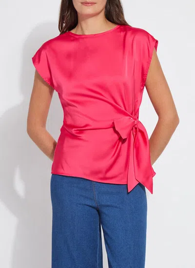 Lyssé Rosalia Tie Drape Mix Media Top In Pink