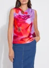 Lyssé Rosario Draped Printed Top In Floating Floral In Pink