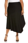 Lyssé Rose Handkerchief Hem Midi Skirt In Black