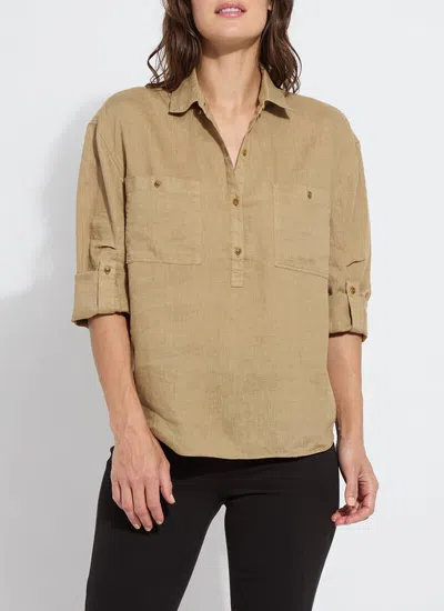 Lyssé Rose Roll Tab Utility Shirt In Green