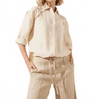Lyssé Roxanna Embroidered Shirt In Sailcloth In Neutral