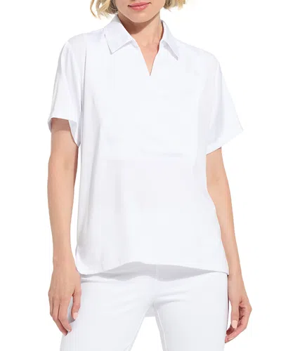 Lyssé Safira Shirt Collar Mixed Media Top In White