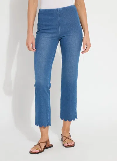 Lyssé Sage Scallop Edge Ankle Baby Bootcut Jeans In Blue