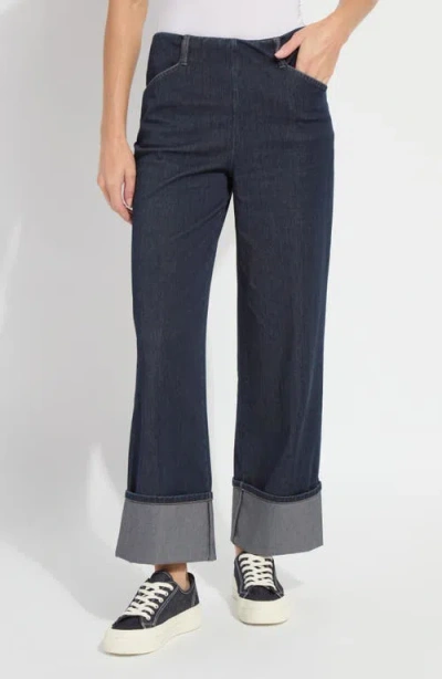 Lyssé Lysse Samara Cuffed Pull-on Wide Leg Jeans In Blue
