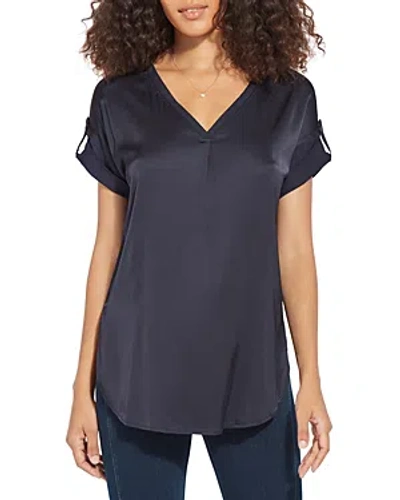 Lyssé Santorini Roll Cuff Top In True Navy