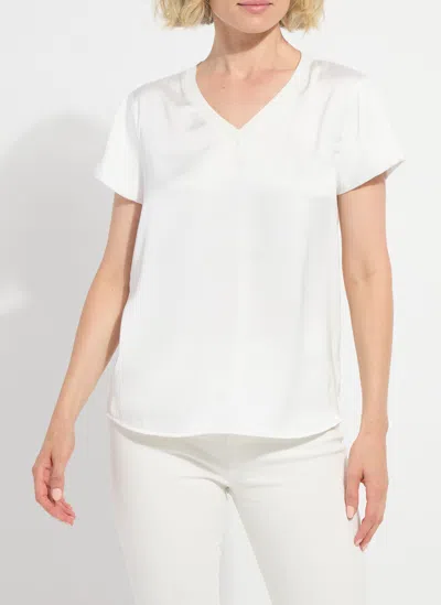 Lyssé Saori V Neck Mix Media Top In White