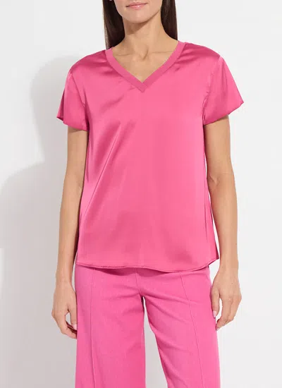Lyssé Saori V-neck Mix Media Top - Hot Pink