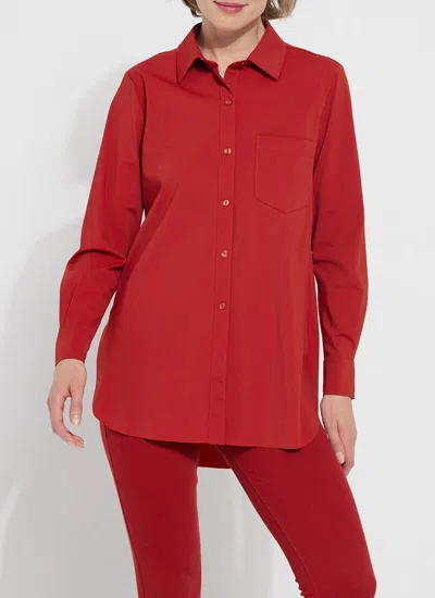 LYSSÉ SCHIFFER BUTTON DOWN- MATTE RED