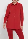Lyssé Schiffer Button Down In Matte Red In Multi