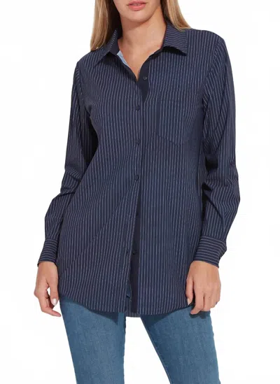 Lyssé Schiffer Button Down Shirt In Ultimate Pinstripe In Blue