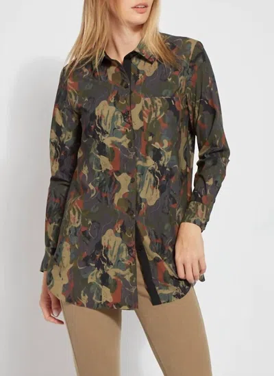 Lyssé Schiffer Contrast Inner Cuff Shirt In Mineral Landscape In Multi
