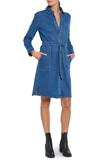 LYSSÉ LYSSE SCHIFFER LONG SLEEVE STRETCH COTTON CHAMBRAY SHIRTDRESS