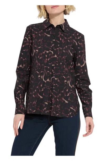 Lyssé Cropped Schiffer Button Down Shirt In Balanced Wave In Black