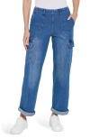 Lyssé Scout High Rise Cuffed Cargo Jeans In Mid Wash In Midwash