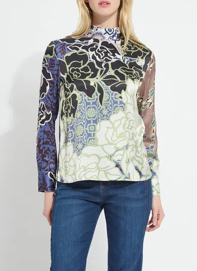 Lyssé Seraphina Mock Neck Blouse In Antique Garden