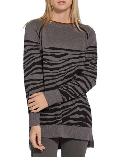 Lyssé Serene Autumn Womens Knit Zebra Pullover Sweater In Multi