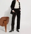 Lyssé Shay Crushed St Velvet Suit Pant In Double Espresso In Grey