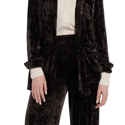 Lyssé Shay Crushed Velvet Suit Blazer In Double Espresso In Brown
