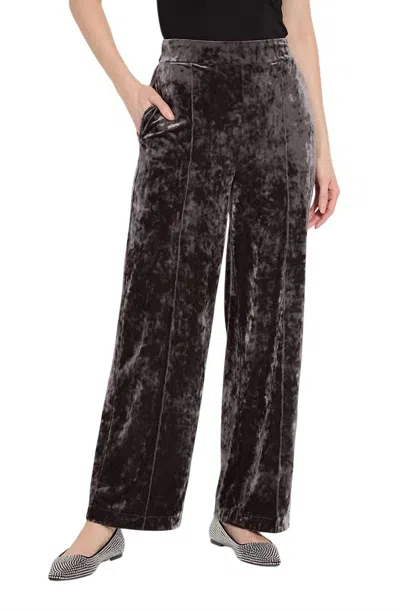 Lyssé Shay Crushed Velvet Suit Pant In Gray Ash In Brown