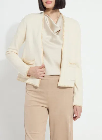 Lyssé Sherry Cozy Blanket Stitch Cardigan In Neutral