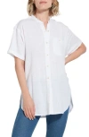 Lyssé Linen Jersey Button Down In White