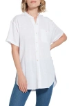 Lyssé Linen Jersey Button Down In White