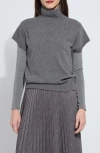 Lyssé Lysse Short Sleeve Turtleneck Cashmere Sweater In Gray