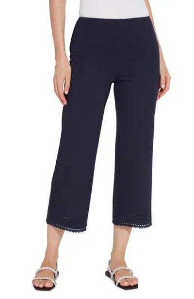 LYSSÉ LYSSÉ SIENNA EYELET HEM CROP WIDE LEG PONTE PANTS