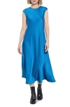 Lyssé Silvana Bias Cut Stretch Satin Midi Dress In Blue