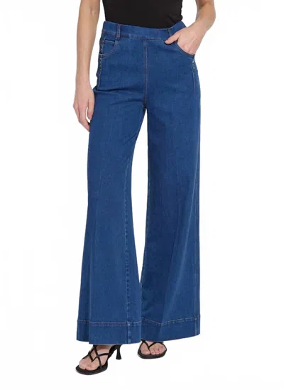 Lyssé Simone High-waist Studded Wide Leg Jean In Dark Midwash In Blue