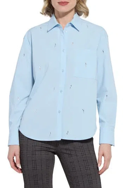 Lyssé Lysse Skye Crystal Embellished Button-up Shirt In Blue
