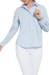 Lyssé Sofia Piped Button-up Shirt In Blue
